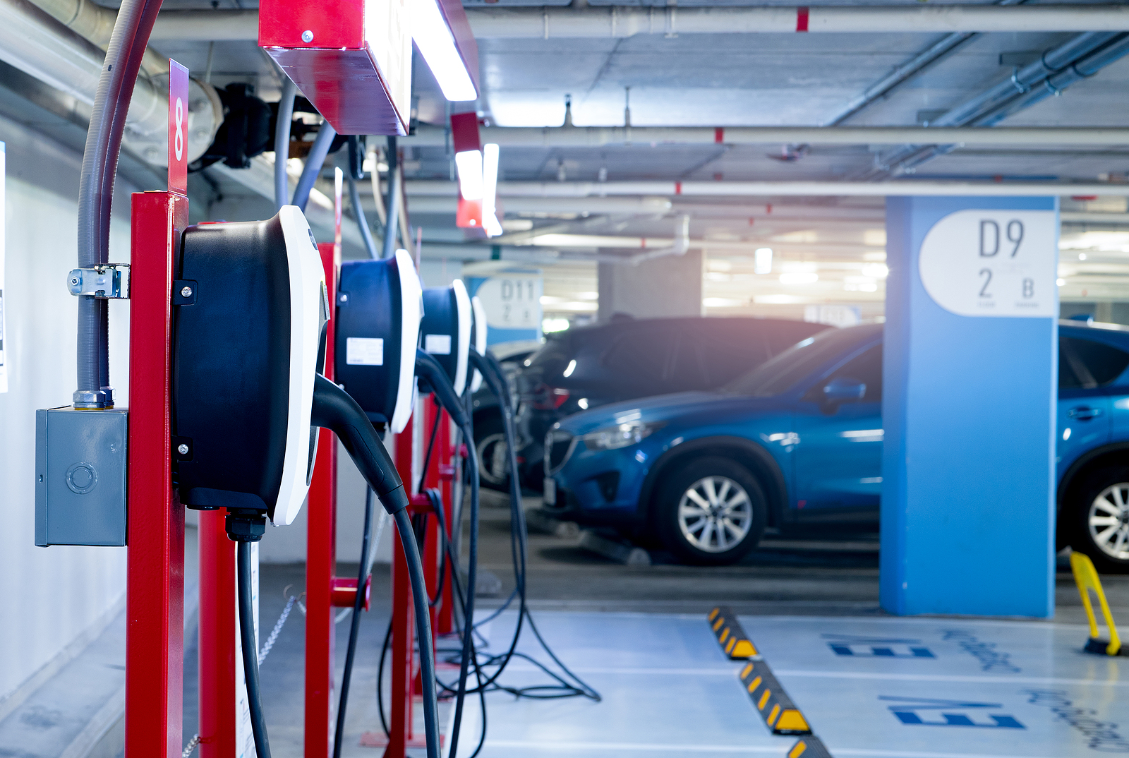 electrician training - Electric car charging station for charge EV battery